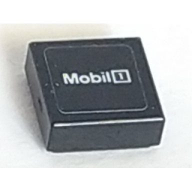 black tile 1 x 1 with mobil 1 with white o on black background pattern sticker - set 75887