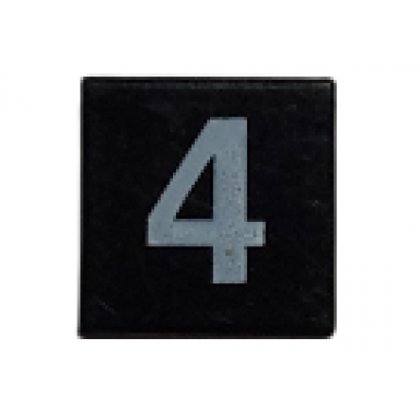 black tile 1 x 1 with white number 4 pattern