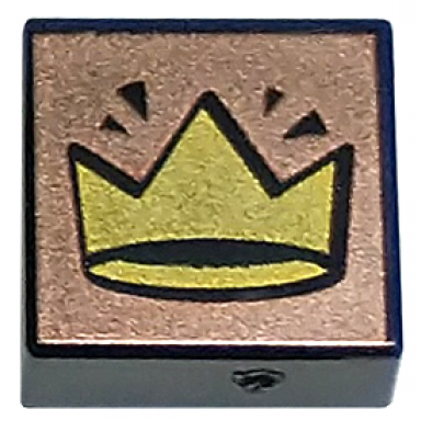 black tile 1 x 1 with gold crown on copper background pattern