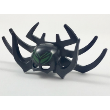 black minifigure headgear mask with spider leg horns and dark green forehead pattern hela