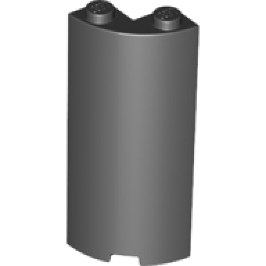 black cylinder quarter 2 x 2 x 5 with 1 x 1 cutout
