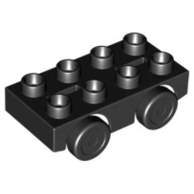black duplo car base 2 x 4 with black wheels