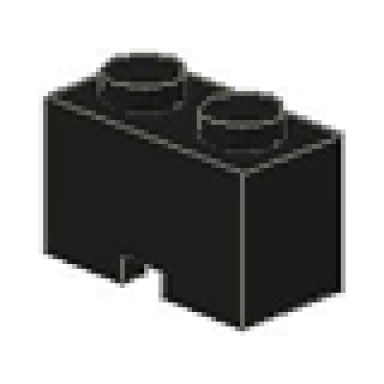 black brick modified 1 x 2 with cable holding cutout