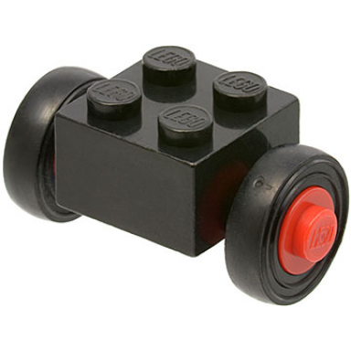 brick modified 2 x 2 with red wheels for single tire with black tires 14mm d x 4mm smooth small single 3137c01 3139