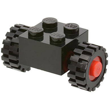 brick modified 2 x 2 with red wheels for single tire with black tires 15mm d x 6mm offset tread small 3137c01 3641