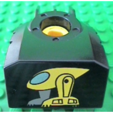 black duplo toolo mybot engine program brick with yellow robot pattern