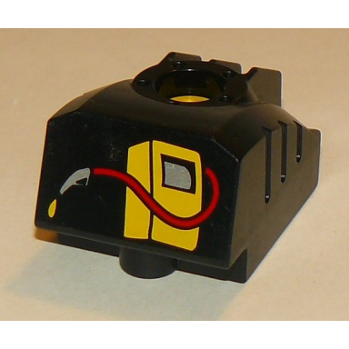 black duplo toolo mybot engine program brick with yellow gas fuel pump pattern