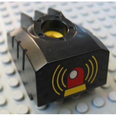 black duplo toolo mybot engine program brick with yellow siren pattern