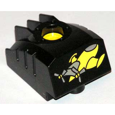 black duplo toolo mybot engine program brick with yellow airplane with propellers pattern