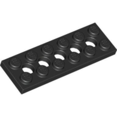 black technic plate 2 x 6 with 5 holes