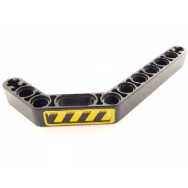 black technic liftarm modified bent thick 1 x 11.5 double with black and yellow danger stripes pattern model right side sticker - set 8446