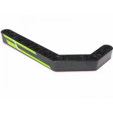 black technic liftarm modified bent thick 1 x 11.5 double with lime stripes and white line pattern model left side sticker - set 42021