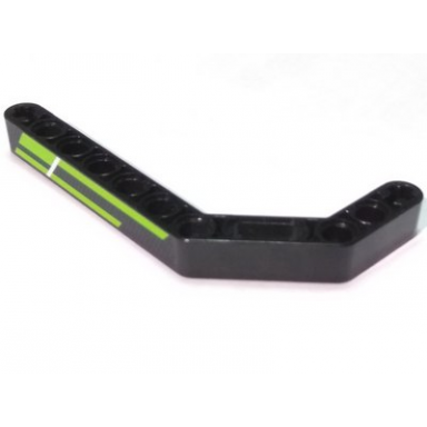 black technic liftarm modified bent thick 1 x 11.5 double with lime stripes and white line pattern model right side sticker - set 42021