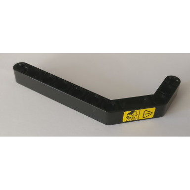 black technic liftarm modified bent thick 1 x 11.5 double with yellow danger sign pattern sticker - set 42082