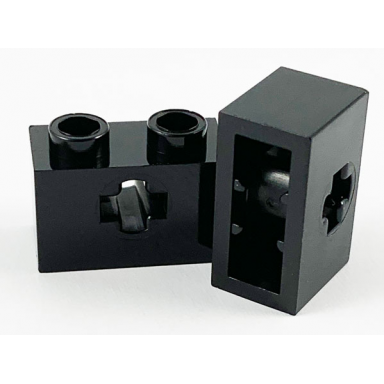 black technic brick 1 x 2 with axle hole and inside side supports