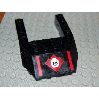 black wedge 6 x 8 cutout with ogel control skull and two red stripes pattern sticker - set 6776