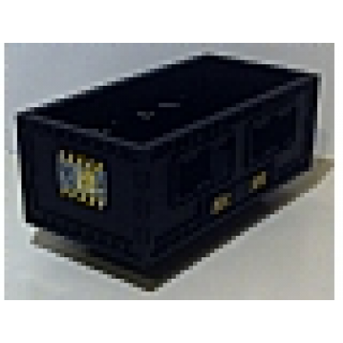 black vehicle forklift load bin cybermaster with c2d on both ends and black and yellow danger stripes on side pattern stickers - sets 8482 8483