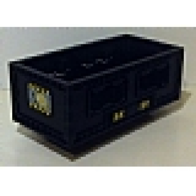 black vehicle forklift load bin cybermaster with c4d on both ends and black and yellow danger stripes on side pattern stickers - sets 8482 8483
