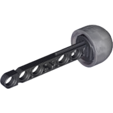 black projectile arrow liftarm shaft with solid pearl light gray rubber end