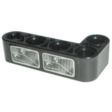 black technic liftarm modified bent thick l-shape 2 x 4 with headlight pattern model left side sticker - set 8466