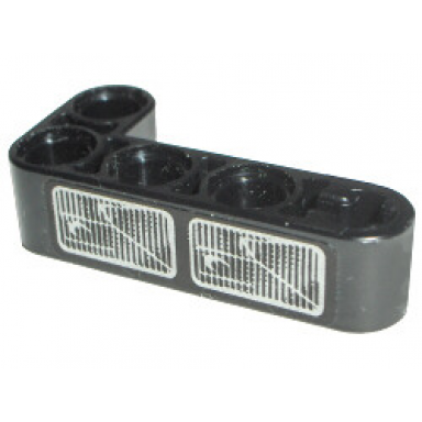 black technic liftarm modified bent thick l-shape 2 x 4 with headlight pattern model right side sticker - set 8466