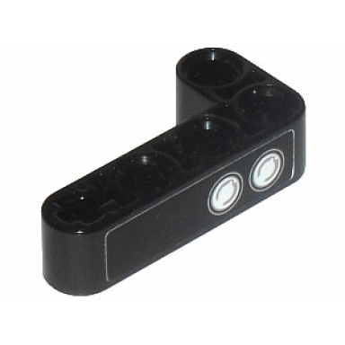 black technic liftarm modified bent thick l-shape 2 x 4 with headlights pattern sticker - set 42025