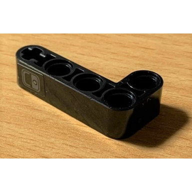 black technic liftarm modified bent thick l-shape 2 x 4 with dark bluish gray door handle pattern sticker - set 42078