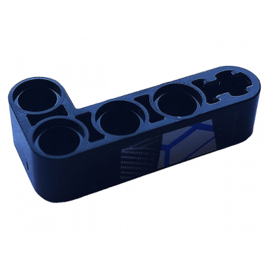 black technic liftarm modified bent thick l-shape 2 x 4 with carbon fiber and blue and silver race pattern model left side sticker - set 42123