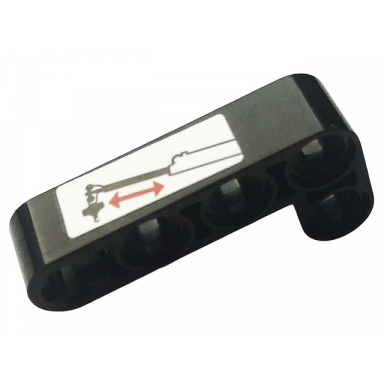 black technic liftarm modified bent thick l-shape 2 x 4 with red arrows and crane arm with hook pattern model left side sticker - set 42108