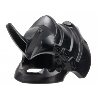 black minifigure headgear helmet ninja samurai tipped forward with dragon horns and jaw