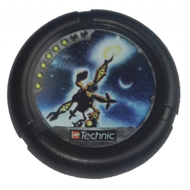 throwing disk with throwbot jet slizer judge 6 pips lego technic logo and robot holding disk pattern