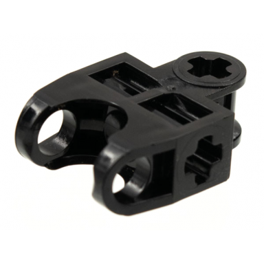 black technic axle connector 2 x 3 with ball joint socket - open sides angled forks with closed axle holes