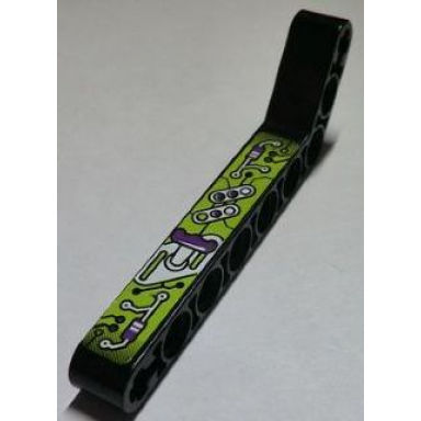 black technic liftarm modified bent thick 1 x 9 7 - 3 with purple silver and lime gauges and levers pattern model right sticker - set 8305