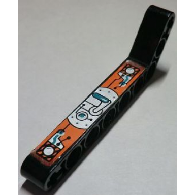 black technic liftarm modified bent thick 1 x 9 7 - 3 with dark turquoise silver and orange gauges and levers pattern model right sticker - set 8305