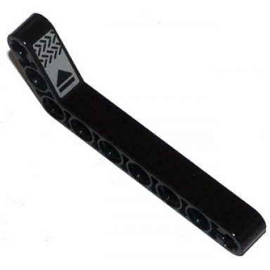 black technic liftarm modified bent thick 1 x 9 7 - 3 with tread plate black triangle and rectangle on silver background pattern sticker - set 70727