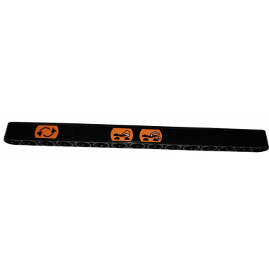 black technic liftarm thick 1 x 15 with operating instructions on orange background pattern stickers - set 42038
