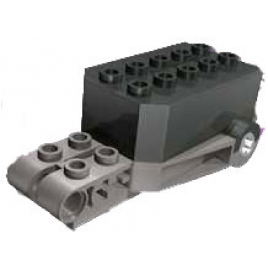 black pullback motor 9 x 4 x 2 1 3 with dark gray base and studs on liftarms