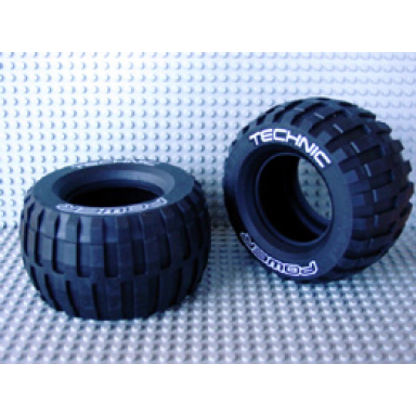 black tire technic power puller with white technic power pattern