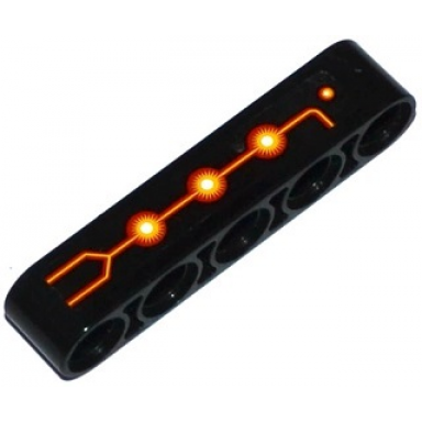 black technic liftarm thick 1 x 5 with fire cores and black red and yellow lines pattern model right side sticker - set 70144
