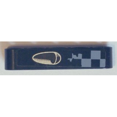 black technic liftarm thick 1 x 5 with vent hole and worn sand blue and black checkered pattern model left side sticker - set 42002