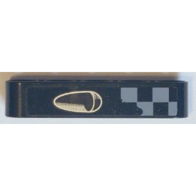 black technic liftarm thick 1 x 5 with vent hole and worn sand blue and black checkered pattern model right side sticker - set 42002