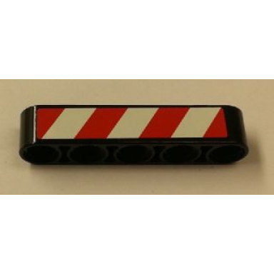 black technic liftarm thick 1 x 5 with red and white danger stripes pattern model left side sticker - sets 42006 42042