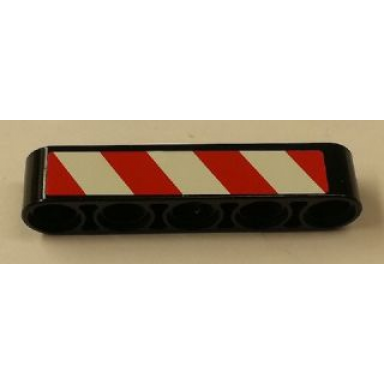 black technic liftarm thick 1 x 5 with red and white danger stripes pattern model right side sticker - sets 42006 42042