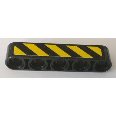 black technic liftarm thick 1 x 5 with black and yellow danger stripes pattern model left side sticker - set 42082
