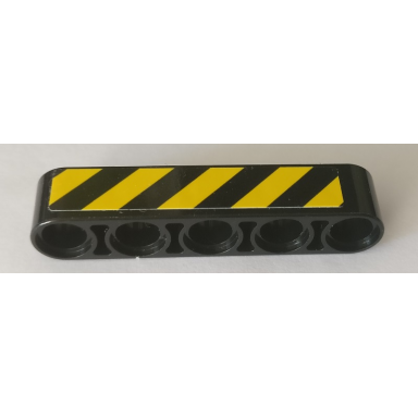 black technic liftarm thick 1 x 5 with black and yellow danger stripes pattern model right side sticker - set 42082