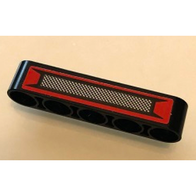 black technic liftarm thick 1 x 5 with grille on red background pattern sticker - set 42098