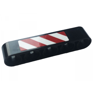 black technic liftarm thick 1 x 5 with red and white danger stripes pattern side a sticker - set 42108