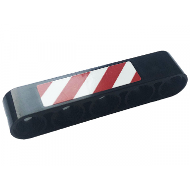 black technic liftarm thick 1 x 5 with red and white danger stripes pattern side b sticker - set 42108