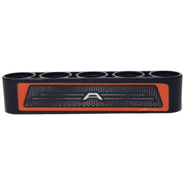 black technic liftarm thick 1 x 5 with letter a and car grille on orange background pattern sticker - set 42060