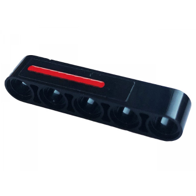 black technic liftarm thick 1 x 5 with red stripe pattern model left side sticker - set 42110